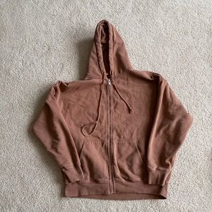 Brandy Melville Brown Zip-Up oversized cozy John galt pacsun Hoodie one size